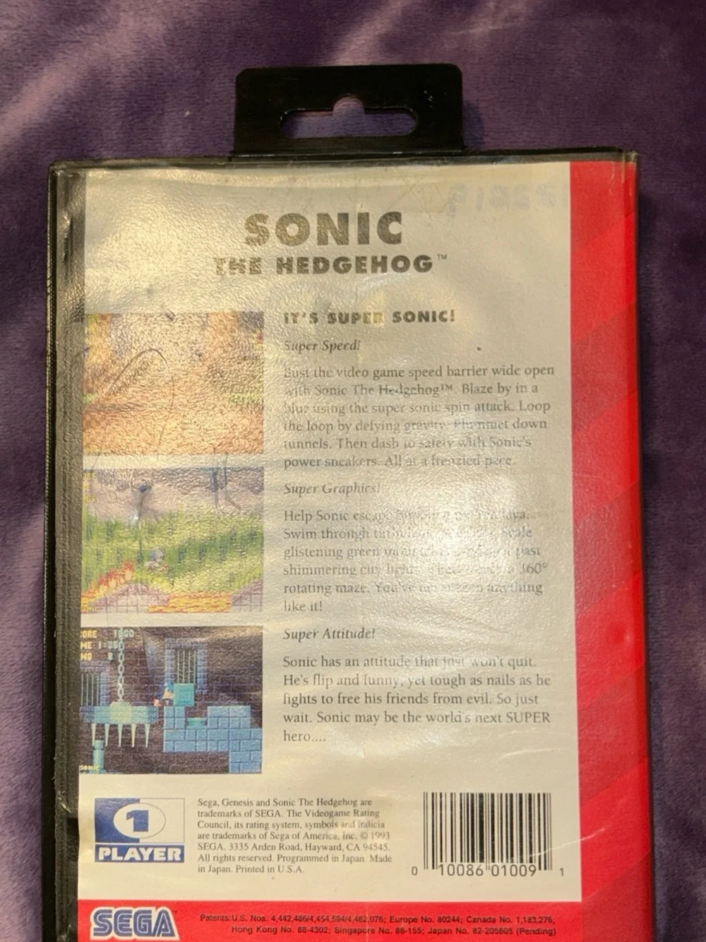 Sonic the Hedgehog (Sega Genesis, 1991) Case & Cartridge